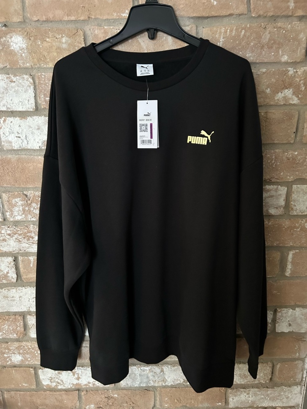 Puma Black Crewneck Sweatshirt with Gold Logo. Mens XXL. New with tags.